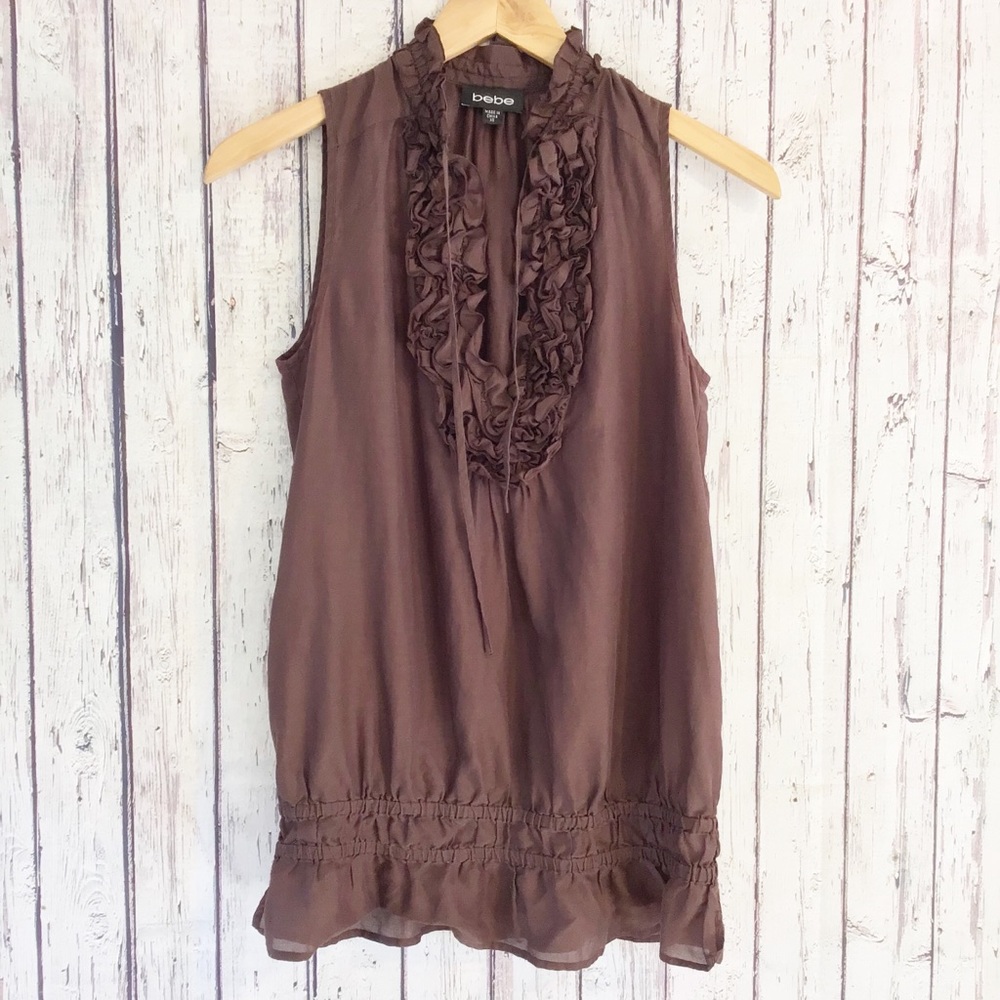 BEBE Sleeveless semi sheer top women’s XS